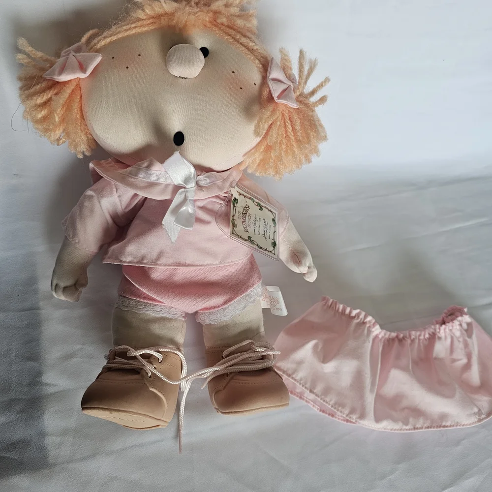 Vintage Plush Bumpkins ,Adorable Pink Doll with Dress